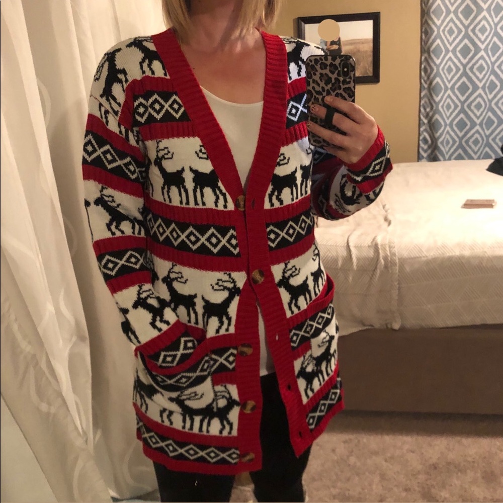 Christmas reindeer holiday cardigan